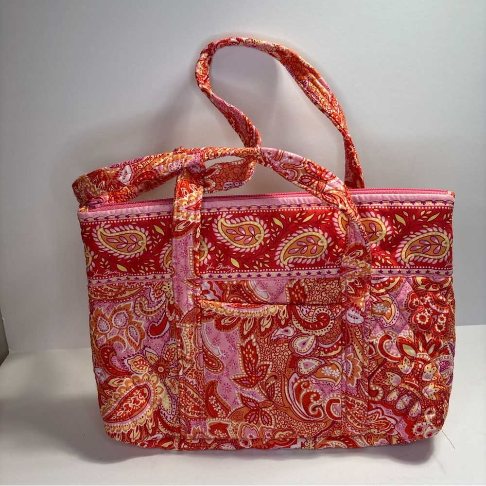 Vera Bradley Purse Sherbet Print Pink Orange Floral Quilted EUC